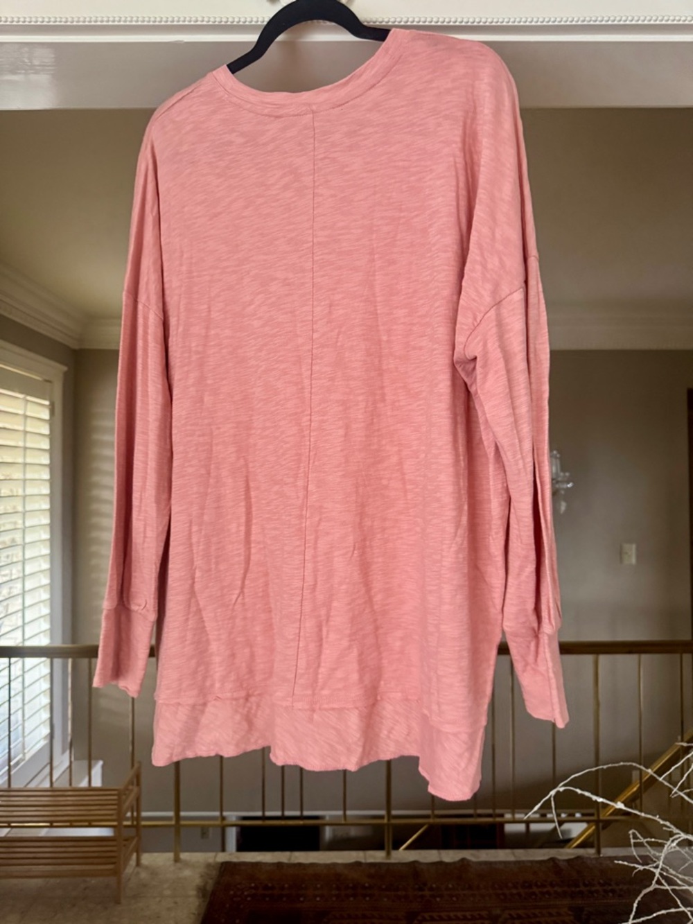 Time and Tru Coral Pink Long-Sleeve Crewneck Top - Picture 5 of 5